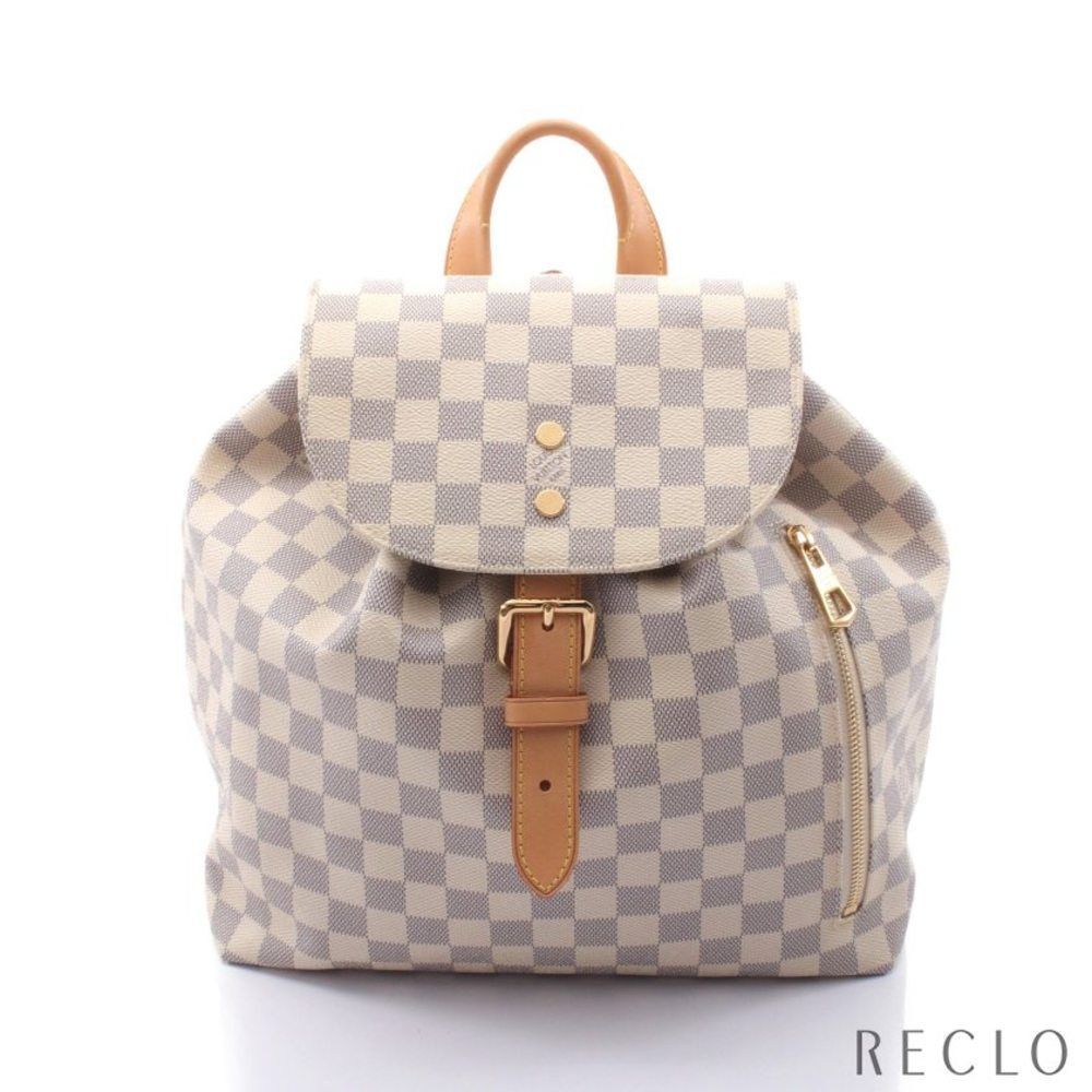 Louis Vuitton Damier Azur Backpack Rucksack PVC Leather White